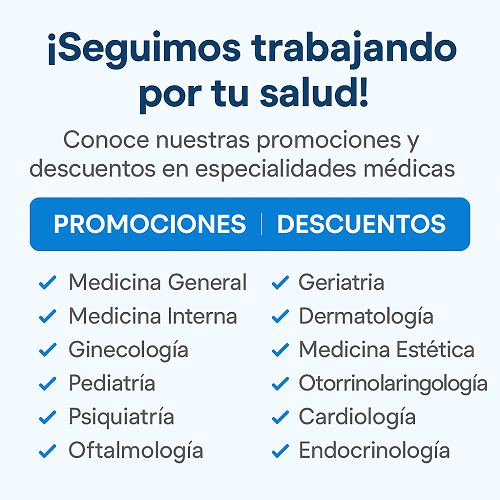 ¡En MedicoUrgente.com seguimos trabajando por tu salud! Conoce nuestras promociones y descuentos en especialidades médicas de alta demanda