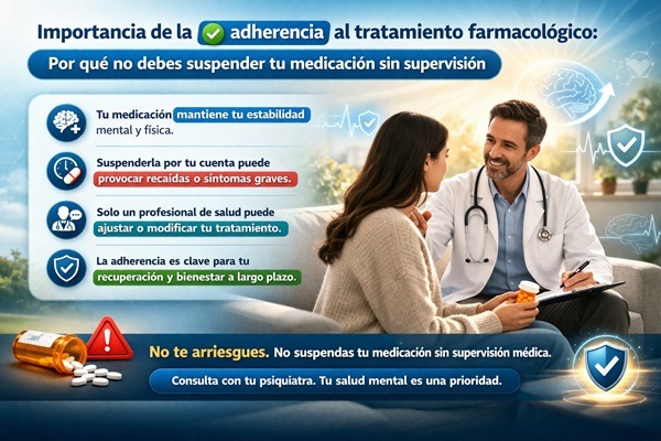 Importancia de la adherencia al tratamiento: Por qué nunca debes suspender tu medicación sin supervisión